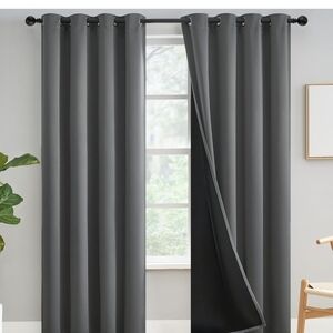 Yakamok 100% Blackout Curtains Grey 2 Panels